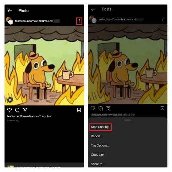 Dejar de colaborar publicaciones Instagram