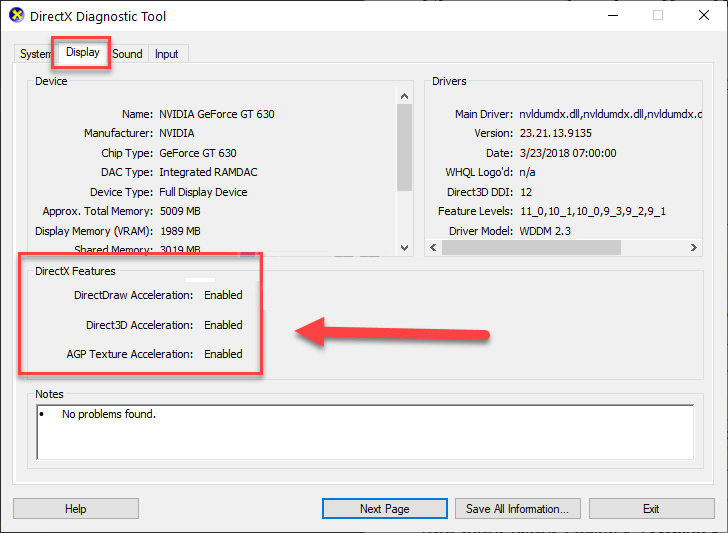 Ejecutar DirectX herramienta de diagnostico