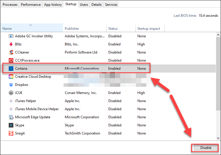 Al desactivar Cortana solucionamos el error Win32Bridge.Server