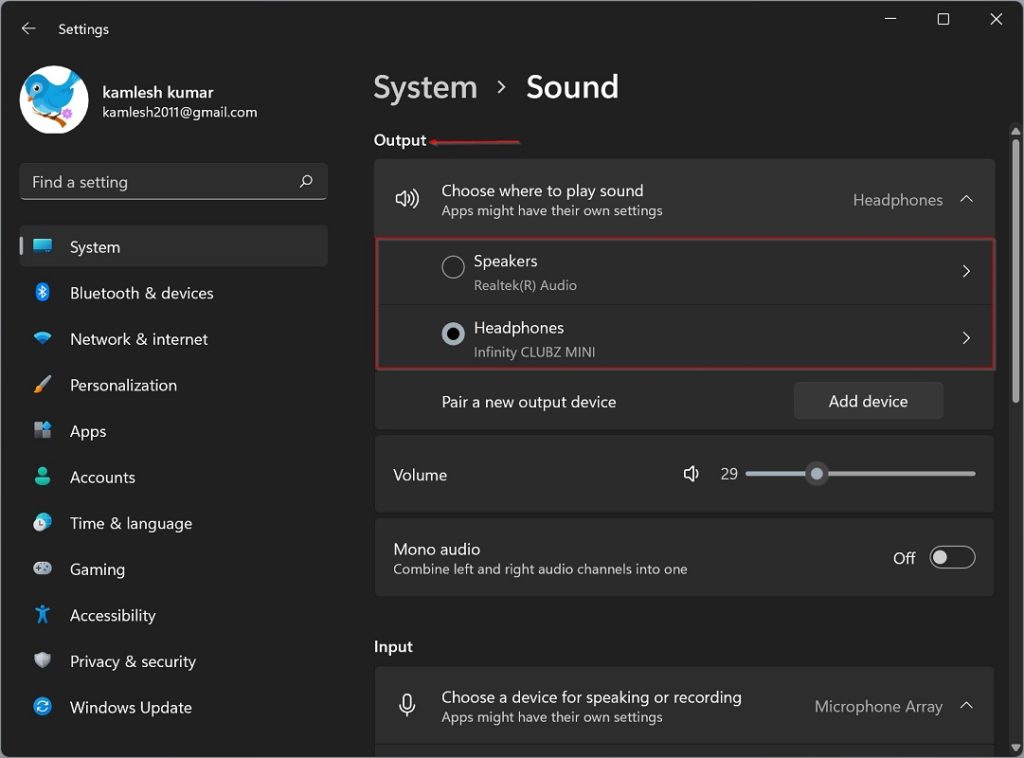 elegir altavoces Windows 11 2