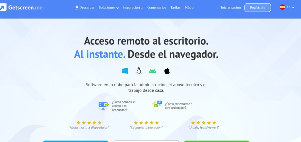 Getscreen da acceso remoto al escritorio.