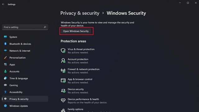 Abrir protección de Windows.