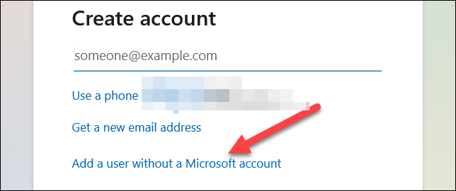 Crear cuenta sin usuario de Microsoft.