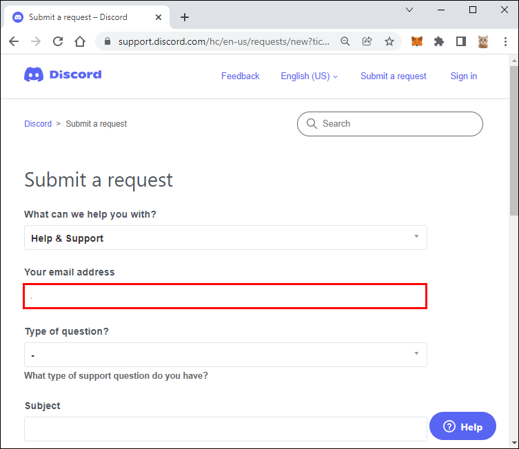 Correo electrónico de contacto.