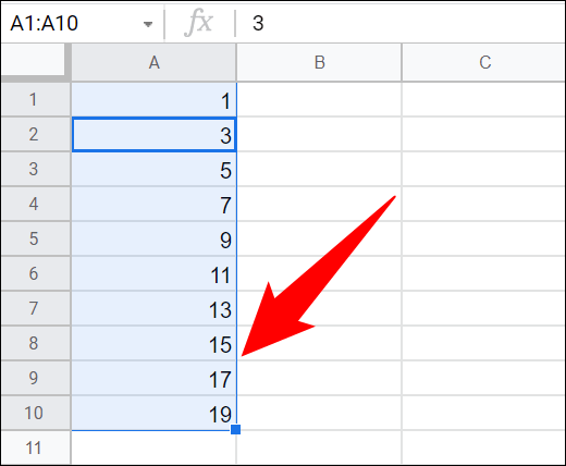 Los datos secuenciales Sheets se llenan automáticamente.