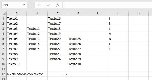 resultado celdas con texto