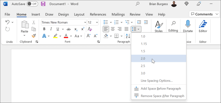 Configuramos el espaciado en Microsoft Word para adaptarlo al formato MLA.