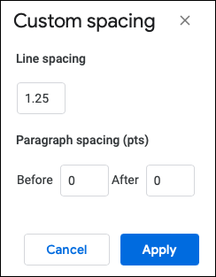 Así podemos usar crear un espacio entre líneas en Google Docs personalizado.