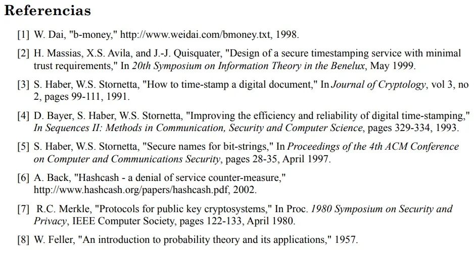 referencias whitepaper bitcoin