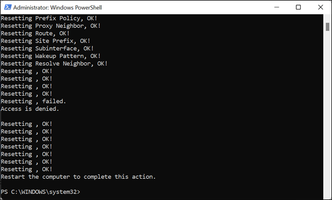 TCP/IP restablecido.