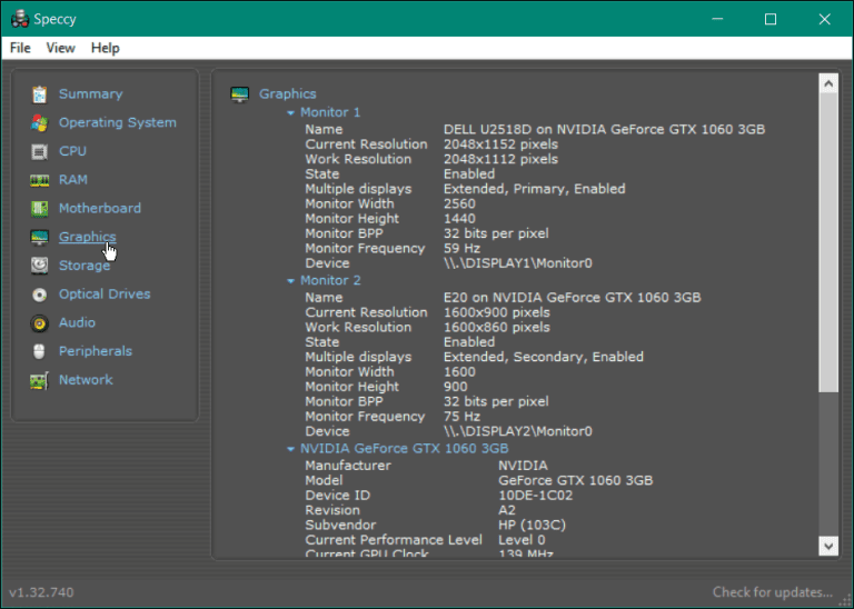 Especificaciones de hardware.