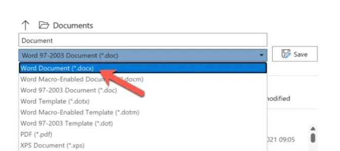 Cambiar formato del documento para salir del modo compatibilidad en Word.