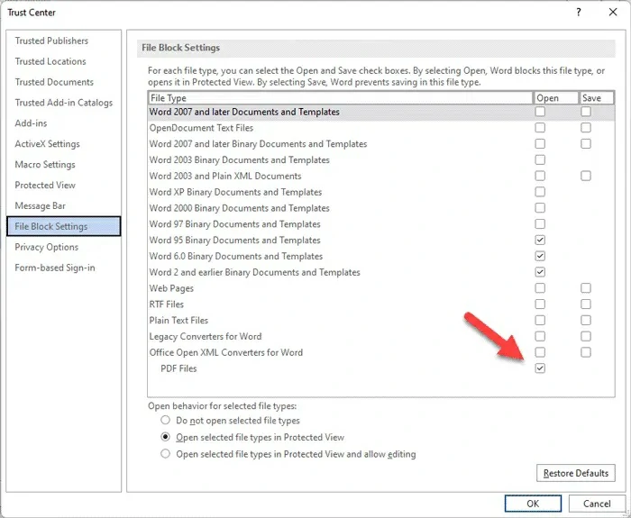 PDF Vista protegida Word 2