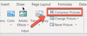 Comprimir imágenes para reducir espacio en Excel.