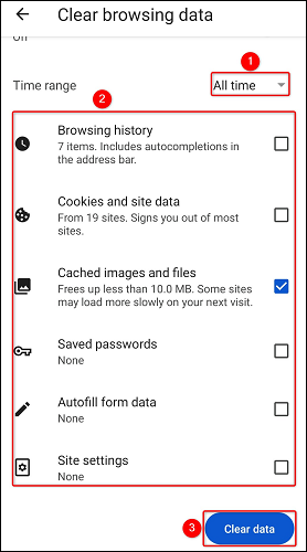 Borrar datos de caché en Edge desde un móvil.