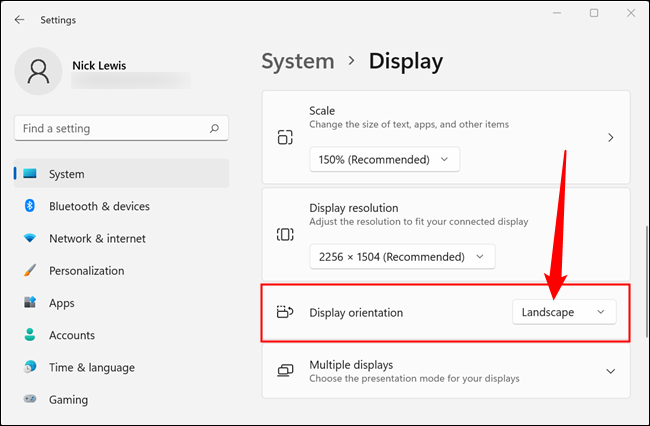 Rotar pantalla desde la configuración de Windows.