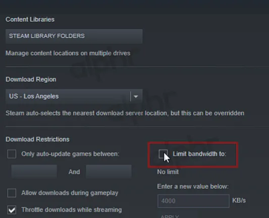 Así podemos quitar el límite de ancho de banda en Steam