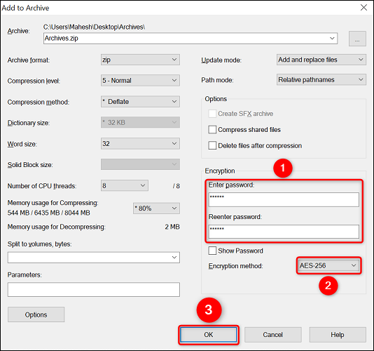 Proteger con contraseña un archivo ZIP en Windows