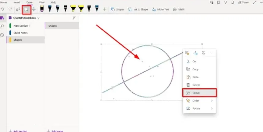 Agrupar formas en OneNote