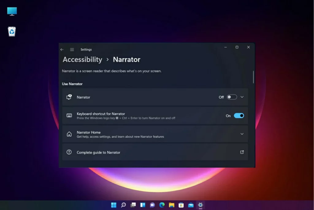 Narrador pantalla Windows 11 3