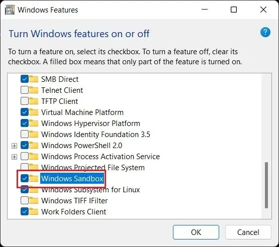 Así podemos habilitar Windows Sandbox.