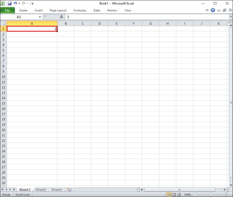 Ingresamos el primer valor en Excel