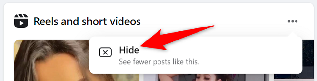 Ocultar Reels en Facebook.