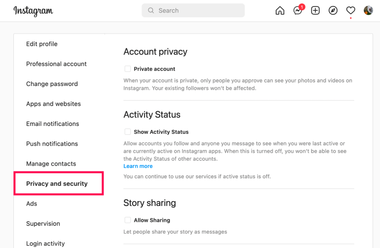 Privacidad y seguridad de Instagram.