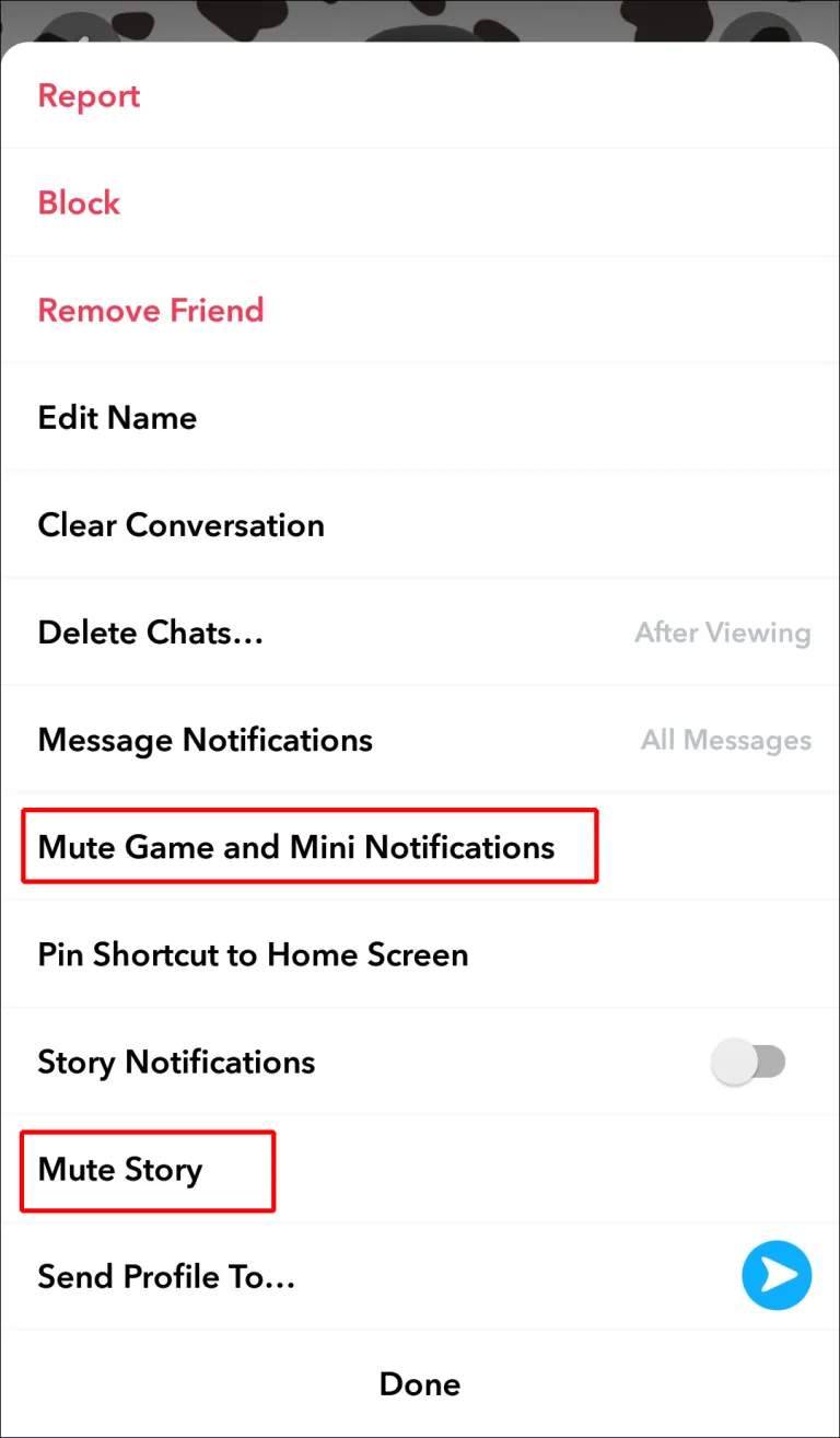 Silenciar notificaciones en snapchat.