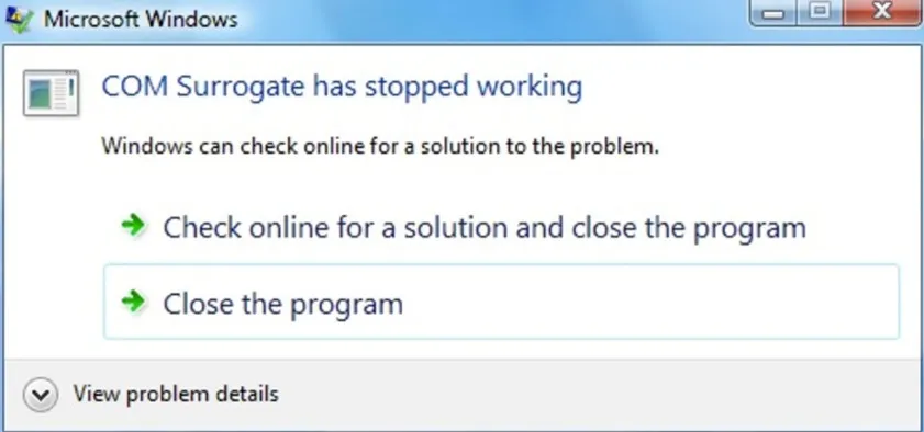 com surrogate stopped working