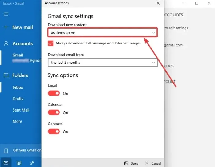 Verificar configuración de sincronización.