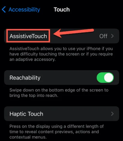 Elegir AssistiveTouch.
