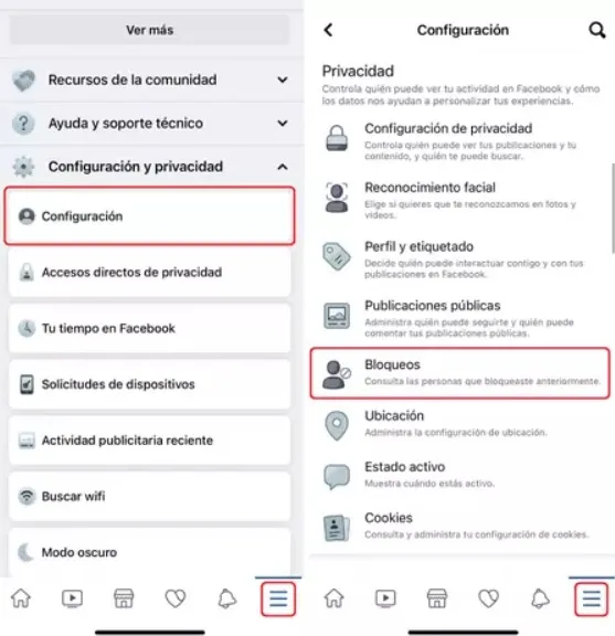 cómo desbloquear un contacto de Facebook