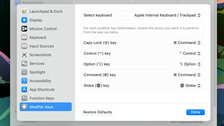 reasignar teclado Mac 2