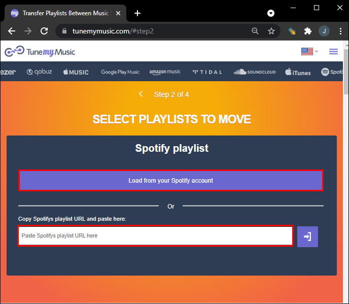 Cargar listas desde la cuenta de Spotify a YouTube Music.