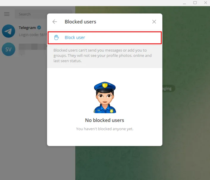 Así podemos bloquear a alguien en Telegram desde un ordenador.