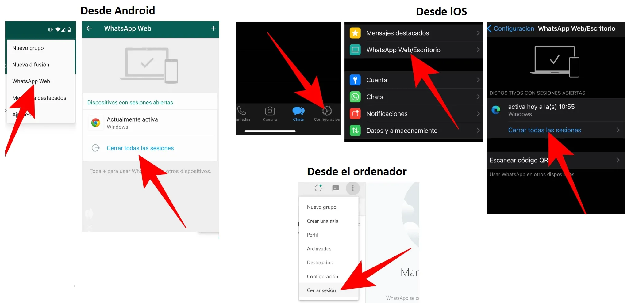 cerrar sesión WhatsApp Web celular