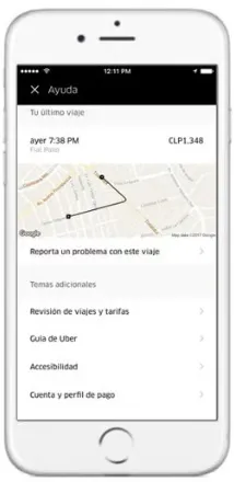 contactar servicio atención al cliente de Uber desde la App