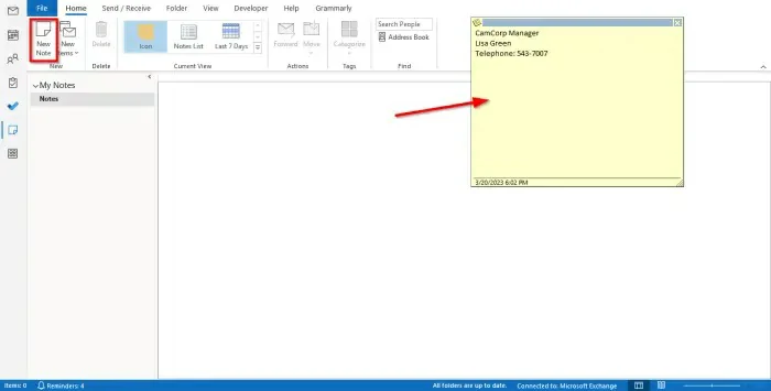 crear notas Outlook 3