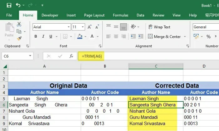 eliminar espacios Excel 2