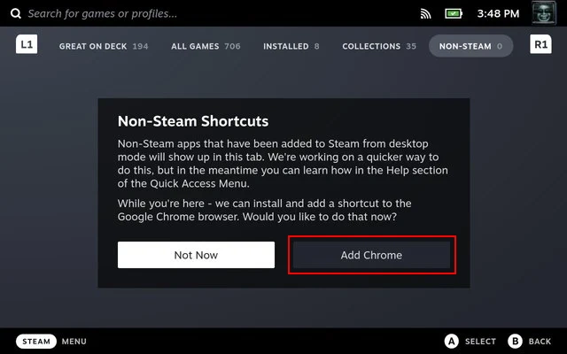 instalar Chrome Steam Deck 2