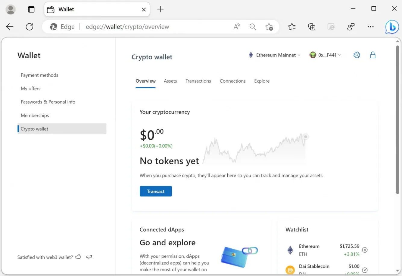 billetera ethereum microsoft edge