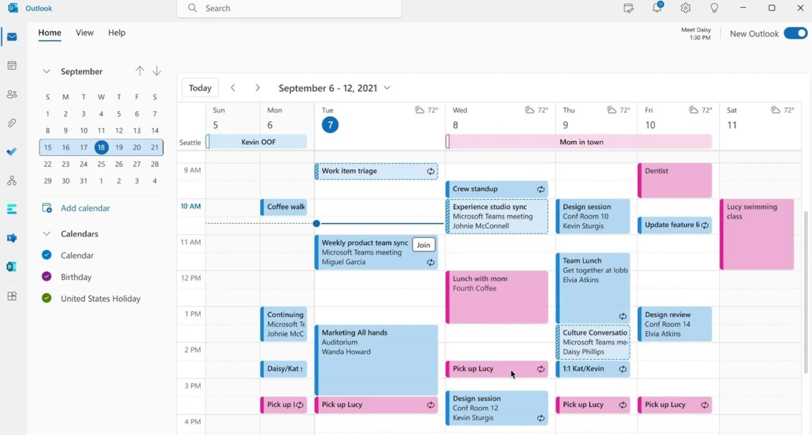 nuevo outlook windows: calendario más limpio