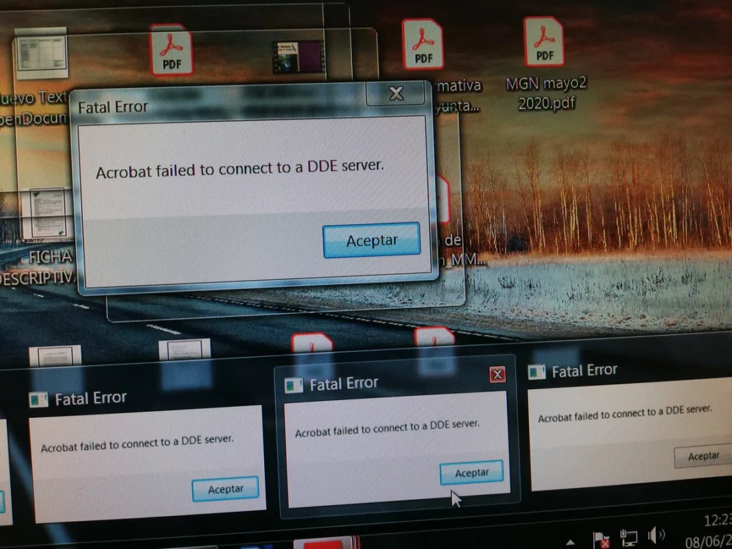 Acrobat no conecta servidor DDE fallo