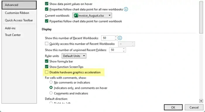 Excel no resalta celdas 4