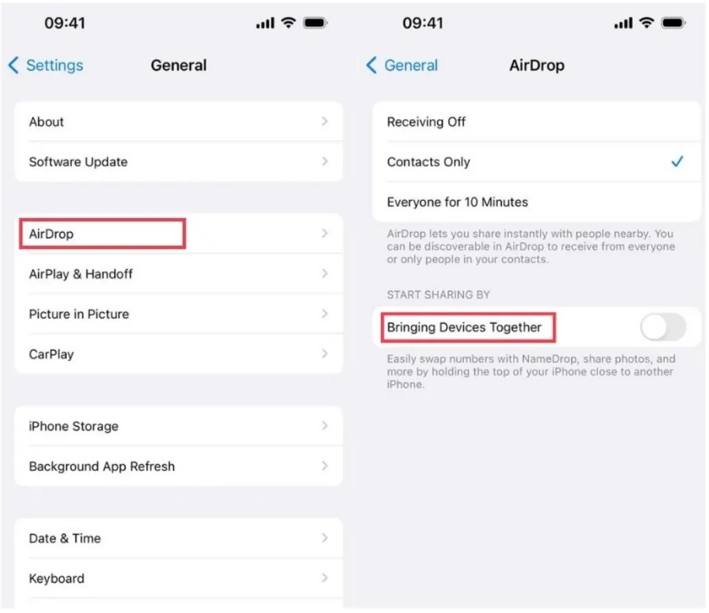 Activar airdrop en ios17