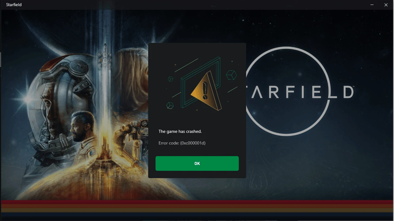 error código 0xc000001 Starfield 1