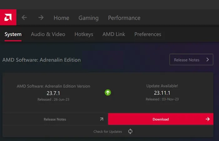 Actualización de Software AMD Adrenalin para evitar la pantalla en negro en Starfield