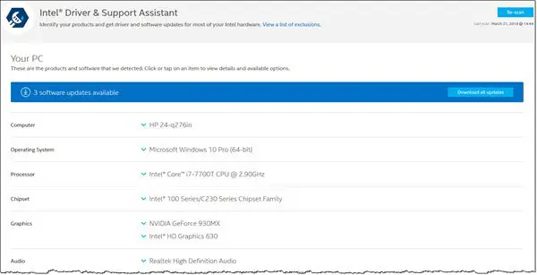 Actualizar los controladores Intel