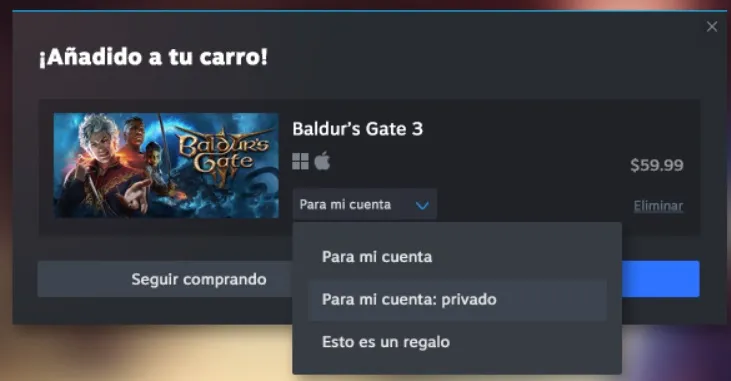 Ocultar juego comprado en Steam